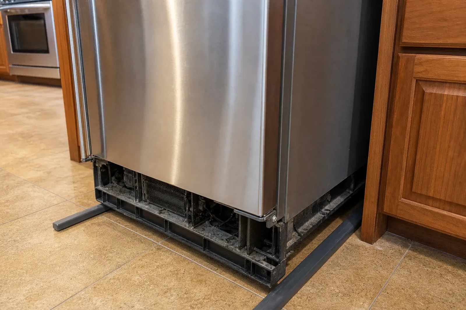 Built-in Sub-Zero eased forward for assessment during a repair-vs-replace evaluation
