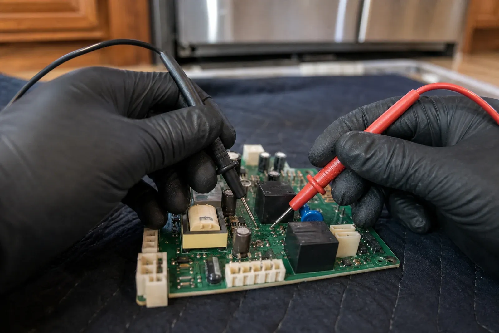 Sub-Zero control display showing a service alarm during diagnosis