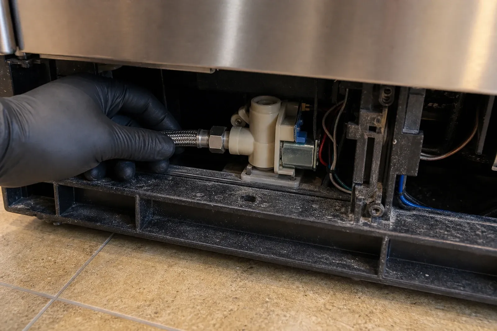 Checking a Sub-Zero ice-maker water inlet valve in hard-water Santa Rosa